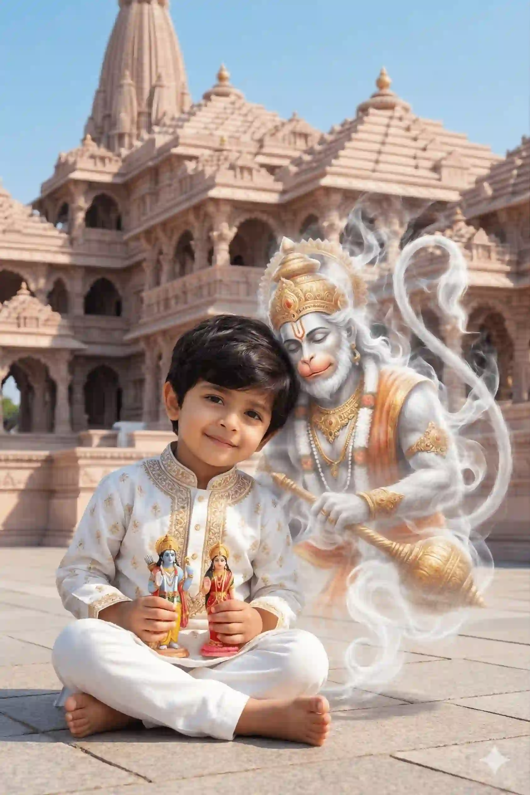 135 - Divine Blessing: Child with Hanuman